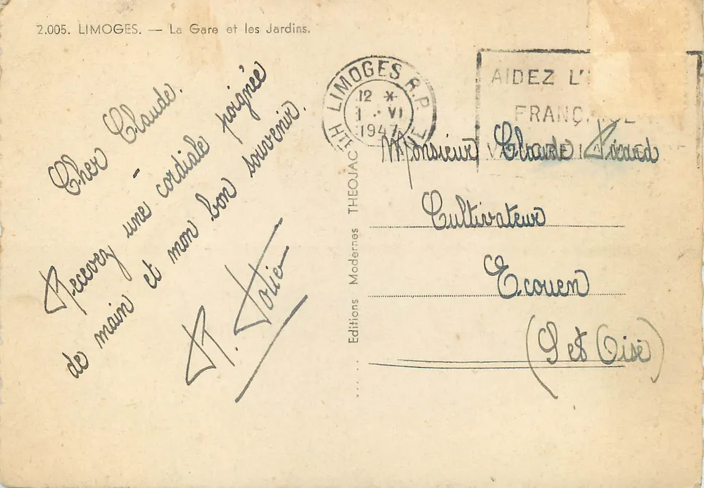 Limoges — De Station en de Tuinen — Uitgave Théojac n°2.005 - Achterkant