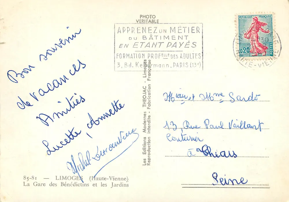 Bahnhof der Benediktiner und Gärten — Limoges — Éditions Théojac - Rückseite