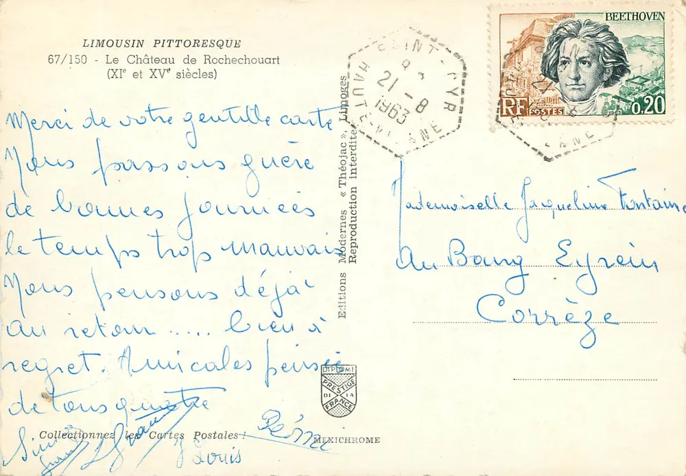 Schloss Rochechouart — pittoreskes Limousin — Éditions IRIS, n° 67/150 - Rückseite