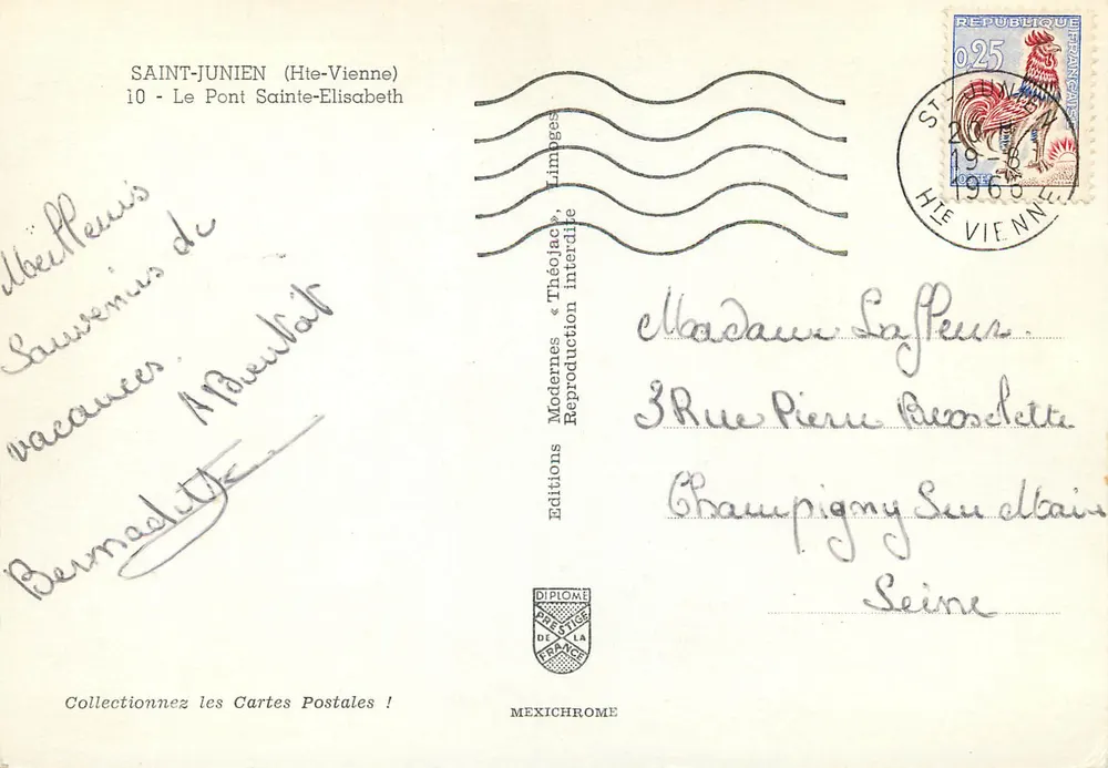 Saint-Junien (Hte-Vienne) — De Brug Sint-Elisabeth — Edities Diplôme - Achterkant