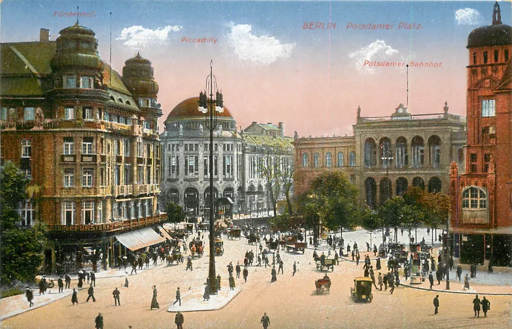 Berlin - Potsdamer Platz — vista da estação e do Fürstenhof — editor Max O'Brien & Co. - Frente