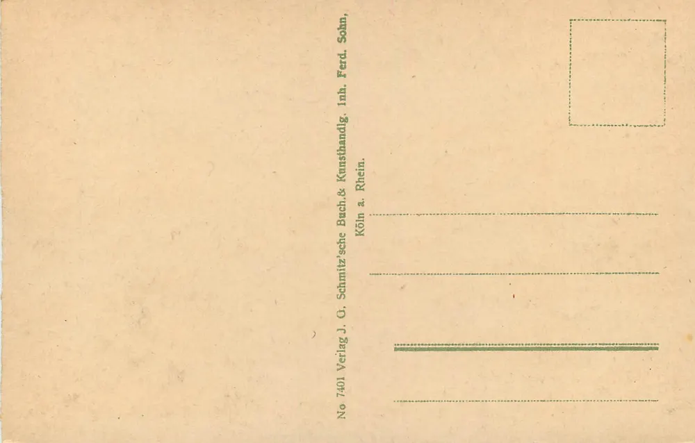Colonia sul Reno — Ponte sospeso — Editore J. G. Schmitz & Co. No 7401 - Verso