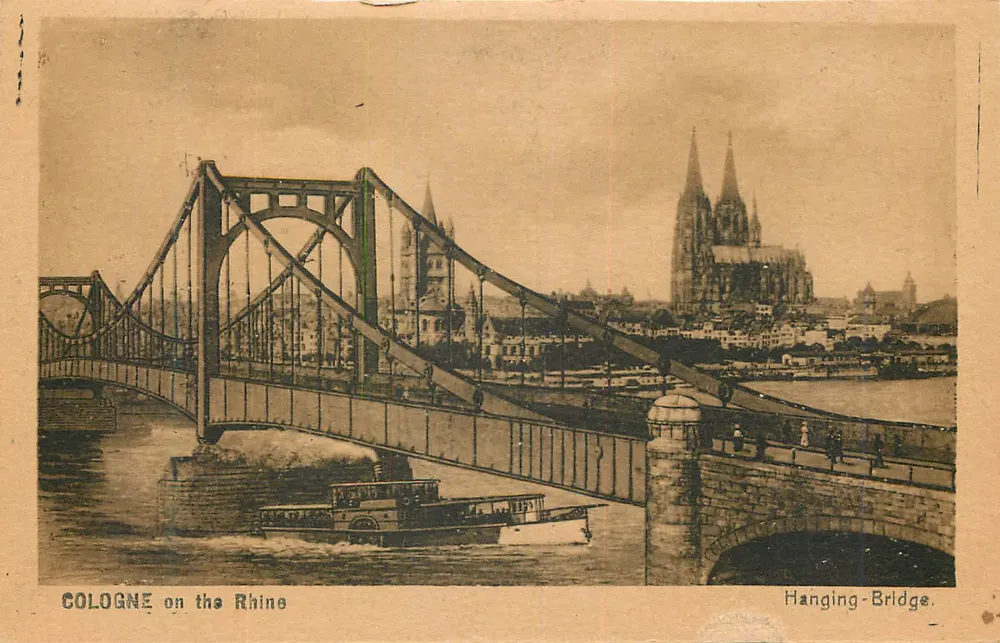 Colonia sul Reno — Ponte sospeso — Ed. Hitzermann - Recto