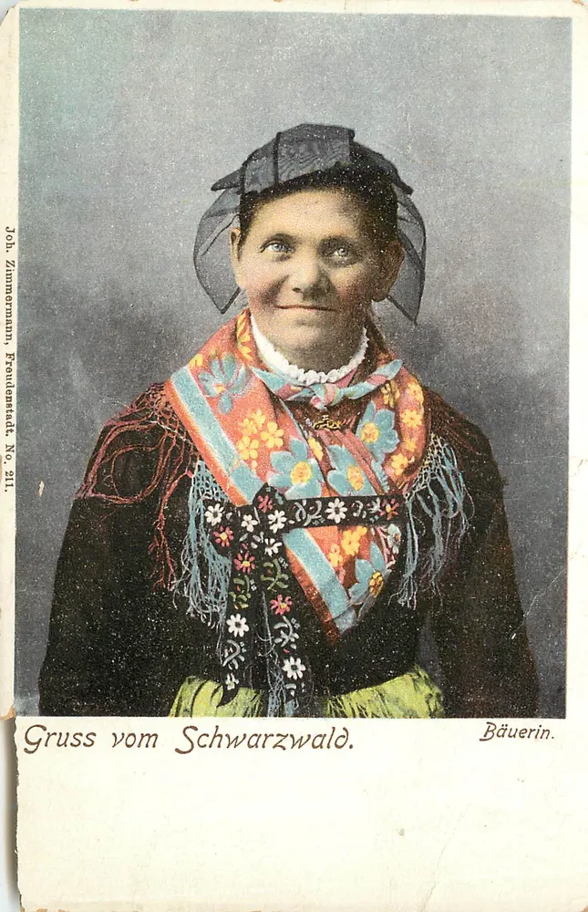 Froedenstadt — Mulher camponesa do Schwarzwald — Joh. Zimmermann, Froedenstadt, No. 211 - Frente