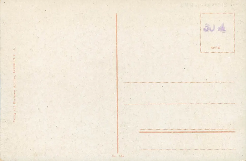 Frankfurt a. O. — vista da cidade e da catedral — Verlag von Hermann Schütte, No. 585 - Verso