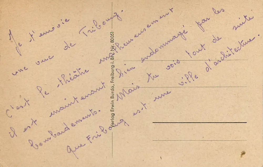 Freiburg i. Br. - Städt. Bühnen (Großes Haus) — Verlag Erwin Erwin, n° 80051 - Rückseite