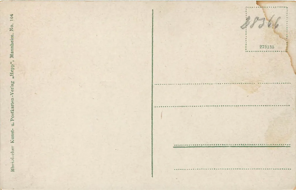 Kaiserslautern — Benzinc-Ring — Hepp'sche Postkarten- u. Kunst-Verlag, Mannheim, No. 104 - Verso