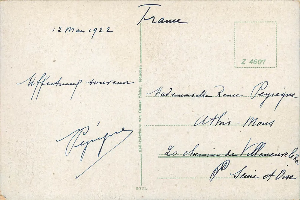 Zamek Pfalz w Caub przy Rynie — kolorowa wersja — wydawca nieznany - Rewers