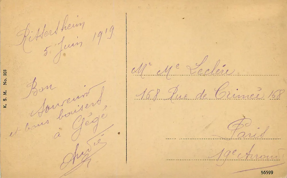 Mainz — Ansicht des Rheins mit der Stadthalle und dem Dom — K.S.M. Nr. 303 - Rückseite