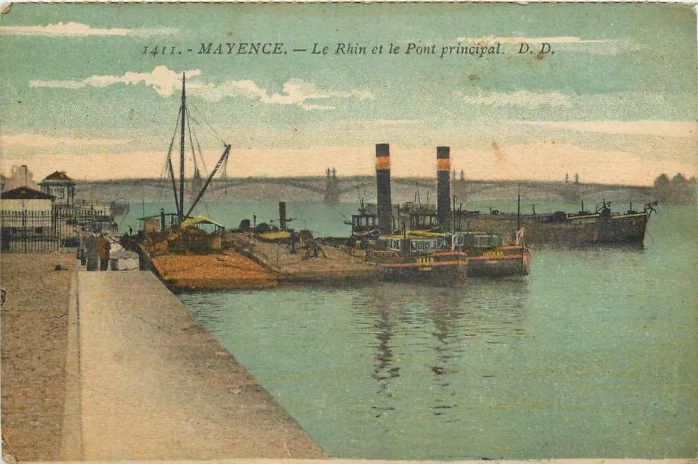 Mainz — Der Rhein und die Hauptbrücke — D. D. - Vorderseite
