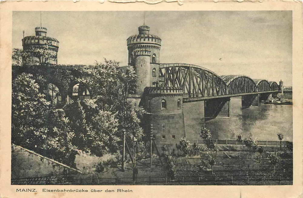 Mainz — Most kolejowy nad Rynem — wydawca Ludwig Feist, nr 206 - Awers