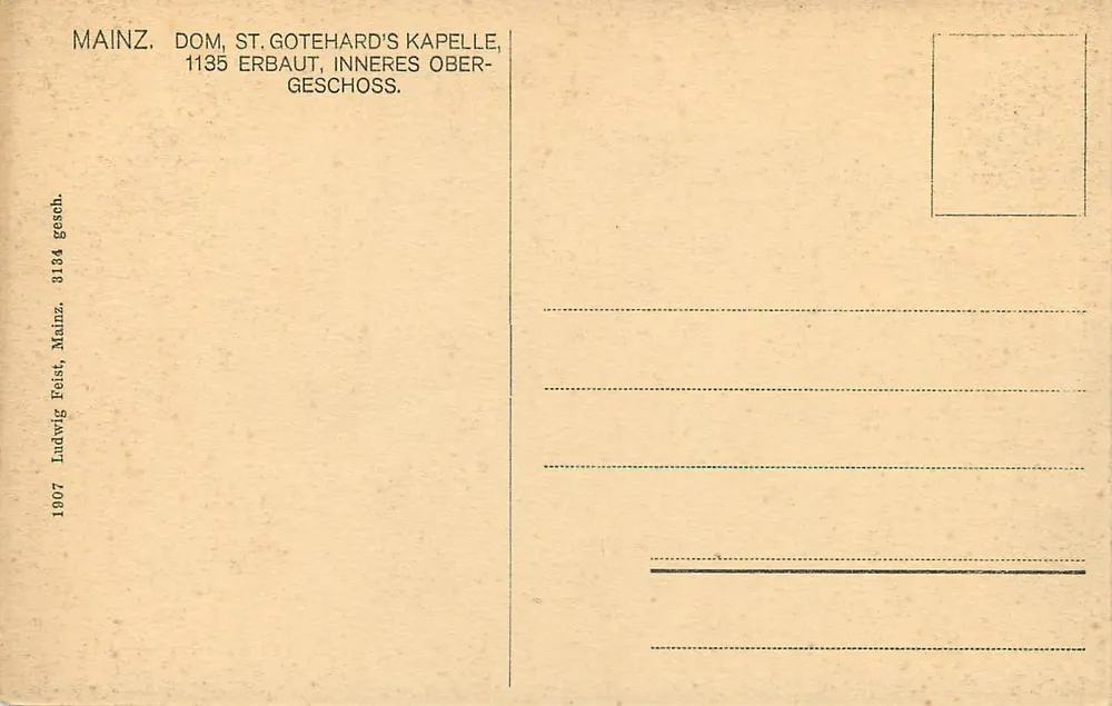 Mainz, Dom, St. Godehards-Kapelle — Innenraum, Obergeschoss — Ludwig Feist, Mainz - Rückseite