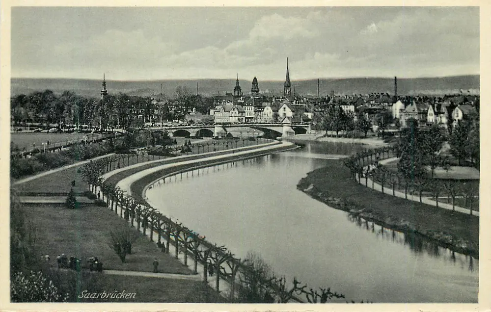 Saarbrücken — vista panorâmica da Saar — editor desconhecido, n° de série 66061 - Frente