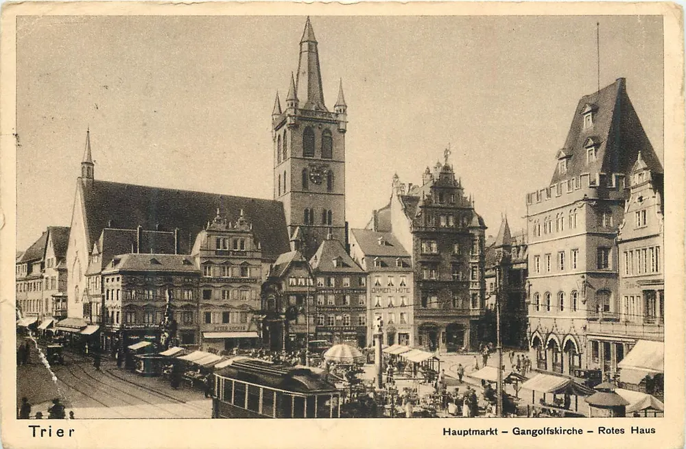 Trier — Hauptmarkt – Gangolfkirche – Rotes Haus — Verlag Schaar & Dathe, Trier - Vorderseite