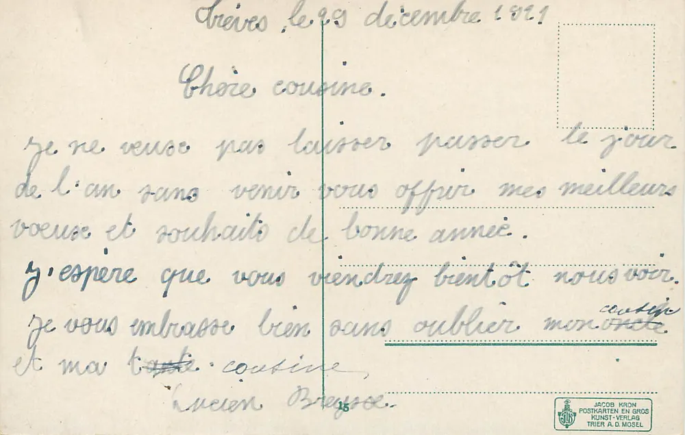 Trier. Amphiteatr (Arena). — Widok z lotu ptaka z miejsca starożytnego — wydawca JACOB KRON, n°15 - Rewers