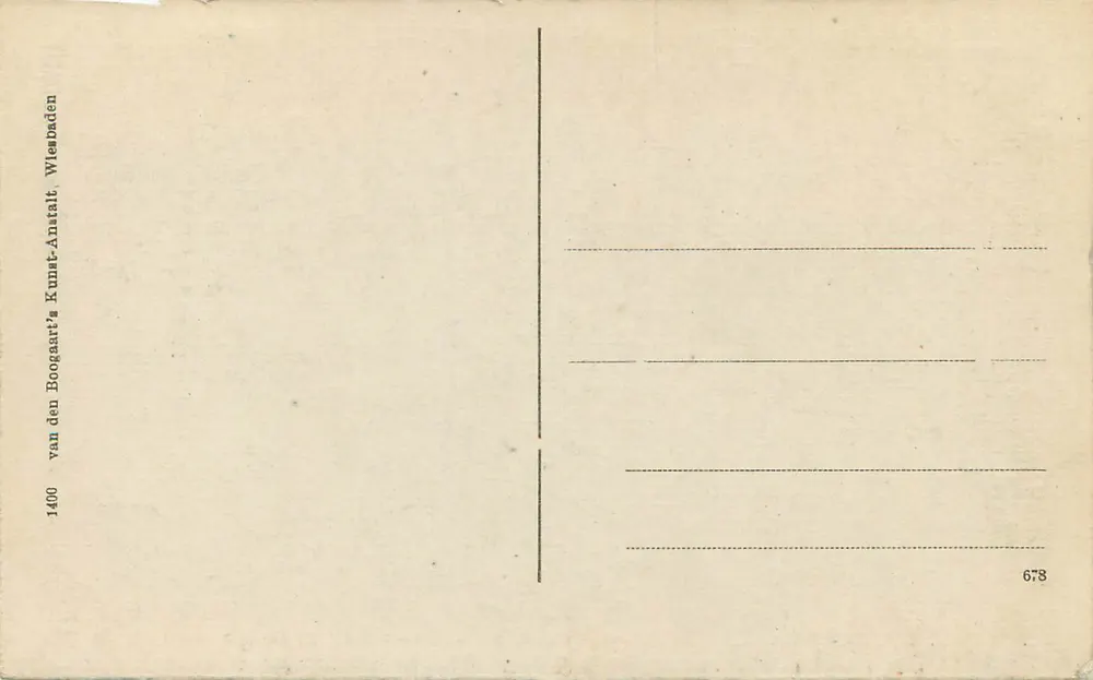Wiesbaden — Lado do Jardim do Kurhaus — editor Kunst's Boogaart, n° 678 - Verso