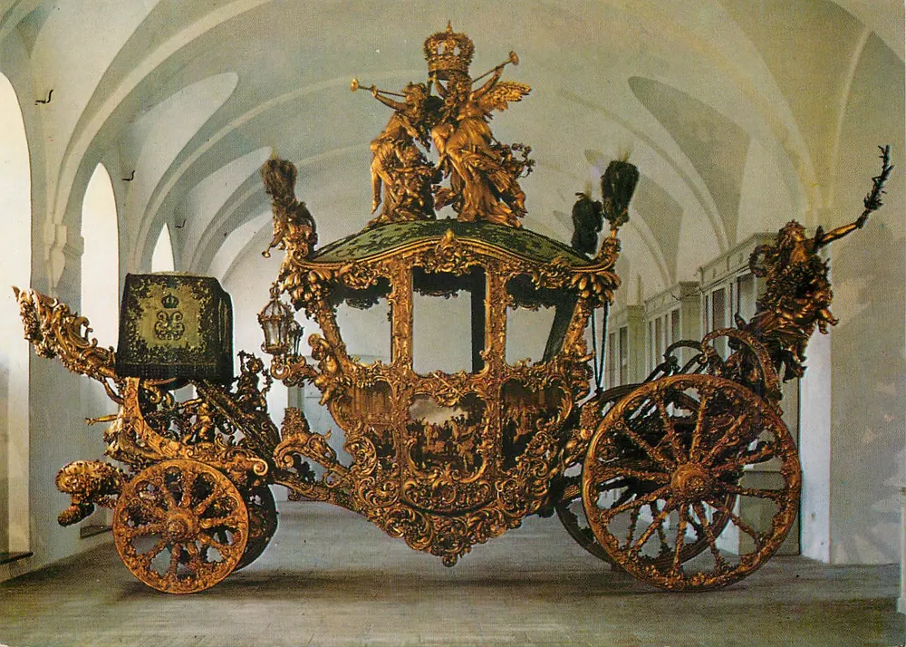 Prunkwagen des Königs Ludwig II. — Marstallmuseum München — Verlag J. Härtli, Nr. 50 - Vorderseite