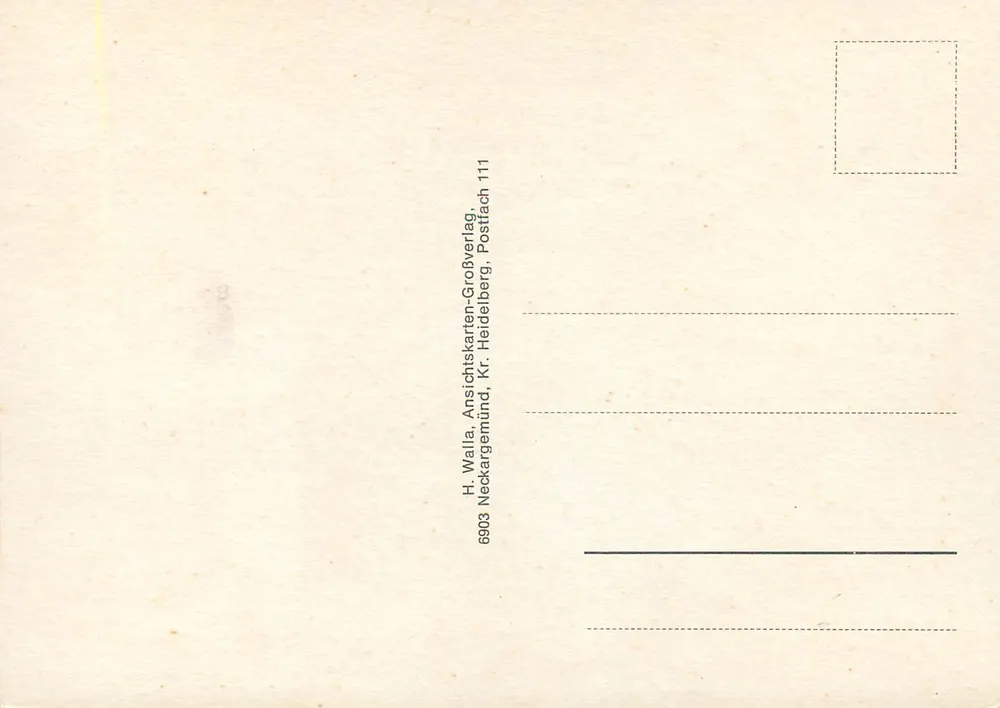 Bübingen-Saar — Kirchpartie, Neues Viertel, Ortspartie — H. Walla, Ansichtskarten-Großverlag, Postfach 111, 6903 Neckargemünd, Kr. Heidelberg - Verso