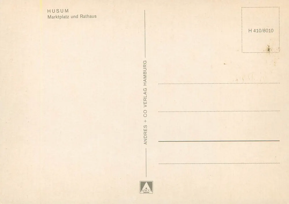 Husum — Mercado e Palácio Municipal — Andres + Co Verlag Hamburg - Verso