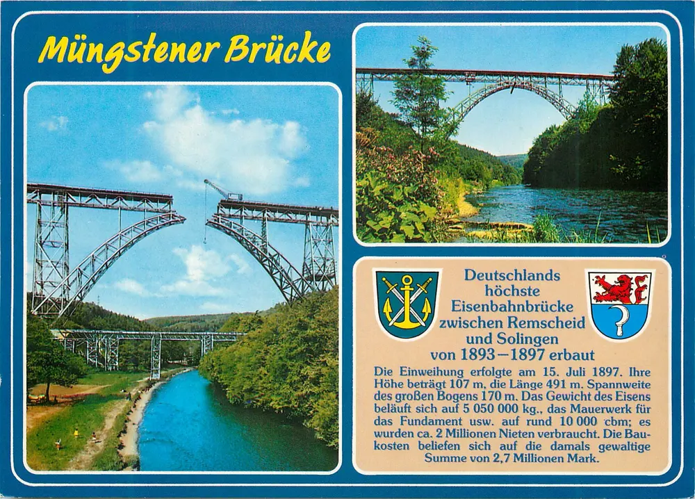 Müngstener Brücke — Deutschlands höchste Eisenbahnbrücke zwischen Remscheid und Solingen — Verlag: Verlag Schörning & Co + Gebrieder Schmidt & Co - Vorderseite