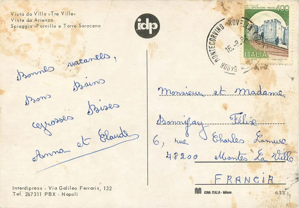 Positano — Panoramablick und Strand — Interdipress, Nr. 633 - Rückseite