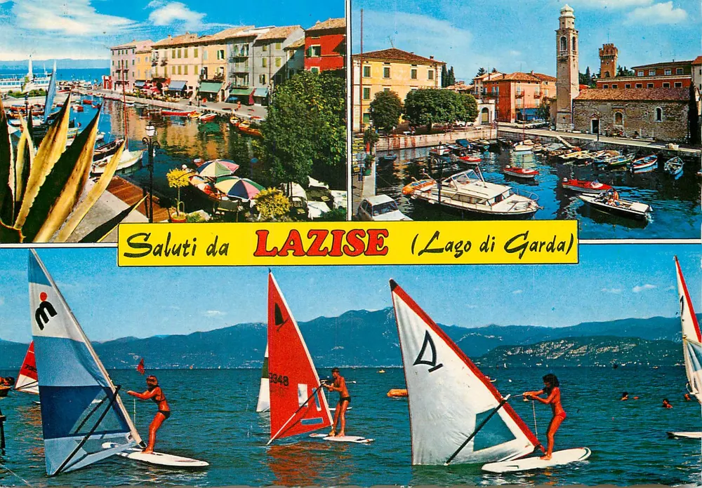 Lazise (Lago di Garda) — vista do porto e barcos — editor não visível - Frente