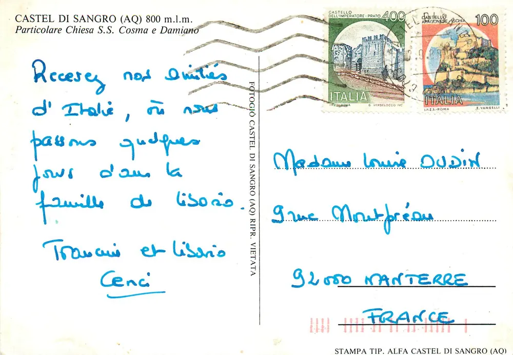 Castel di Sangro — Kirche S.S. Cosma und Damiano — STAMPA TIP. ALFA - Rückseite