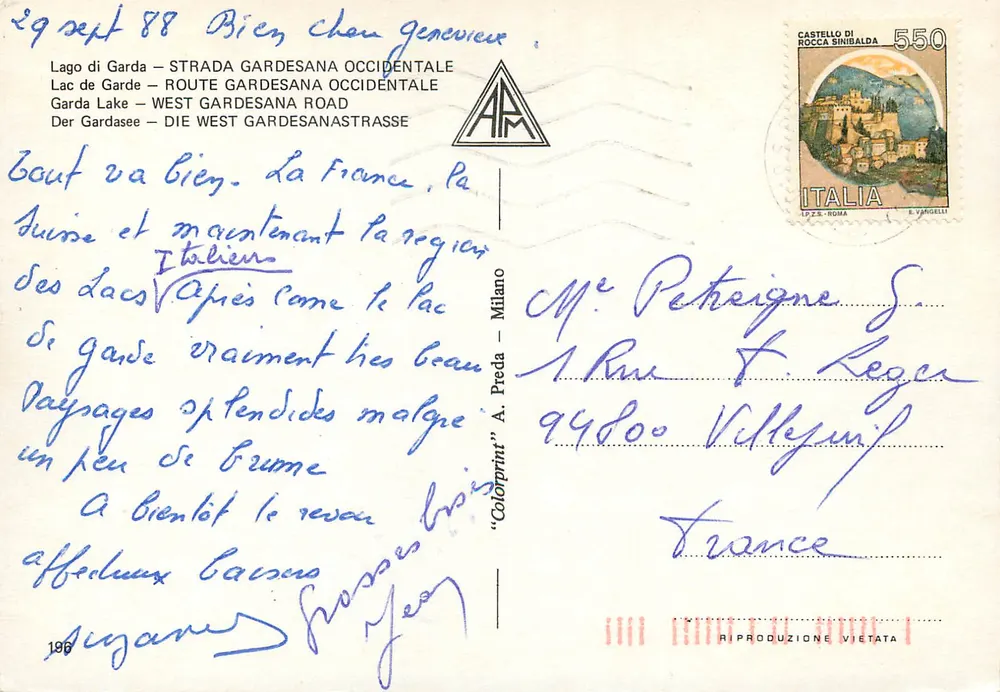 Lago di Garda — Westerse Gardesana Route — "Colorprint" A. Preda Milaan - Achterkant