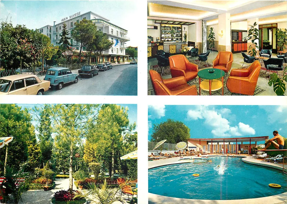 Hotel IGEA SUISSE — Abano Terme — vista externa, piscina, jardim e lounge — editor não visível - Frente
