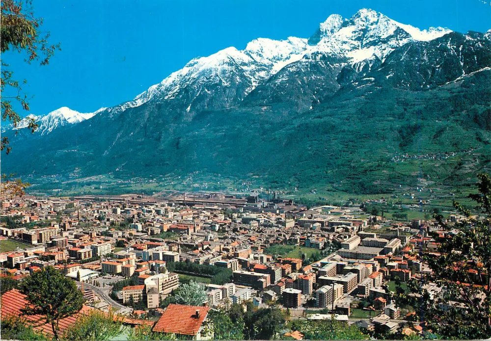 Aosta — Panorama mit dem Mont Emilius im Hintergrund — Edition SACAT, Nr. 132 - Vorderseite