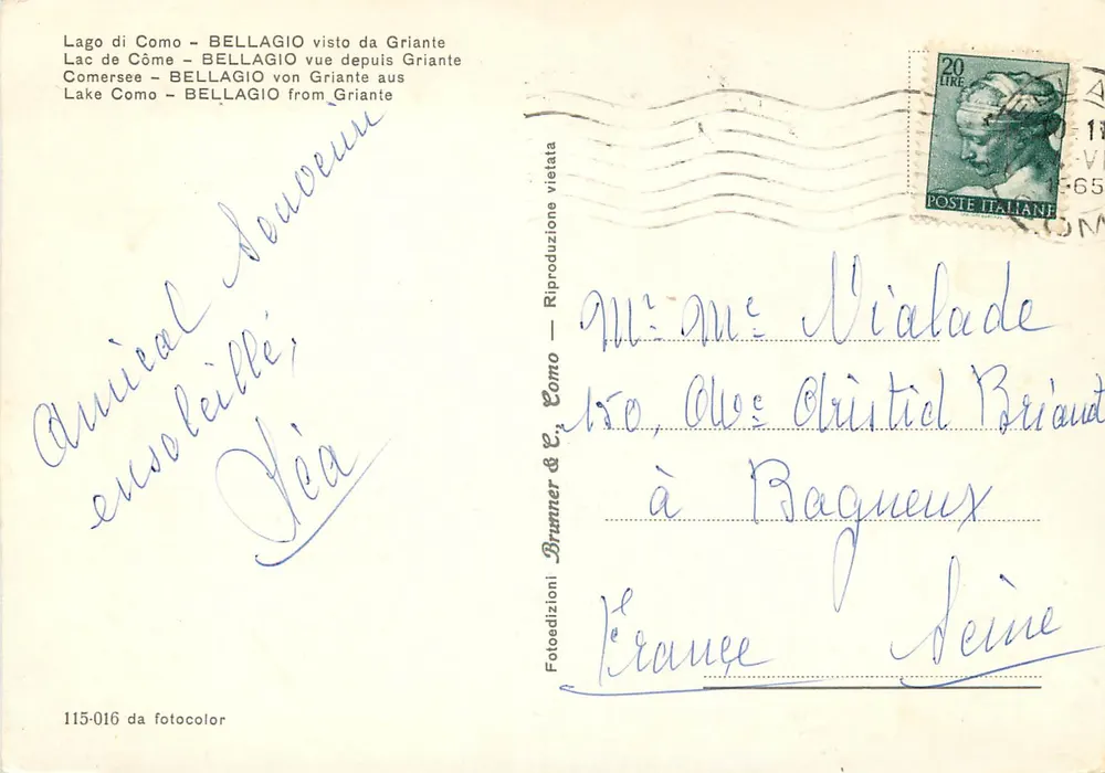 Lago di Como — BELLAGIO von Griante aus gesehen — Brunner & C. n° 115-016 - Rückseite