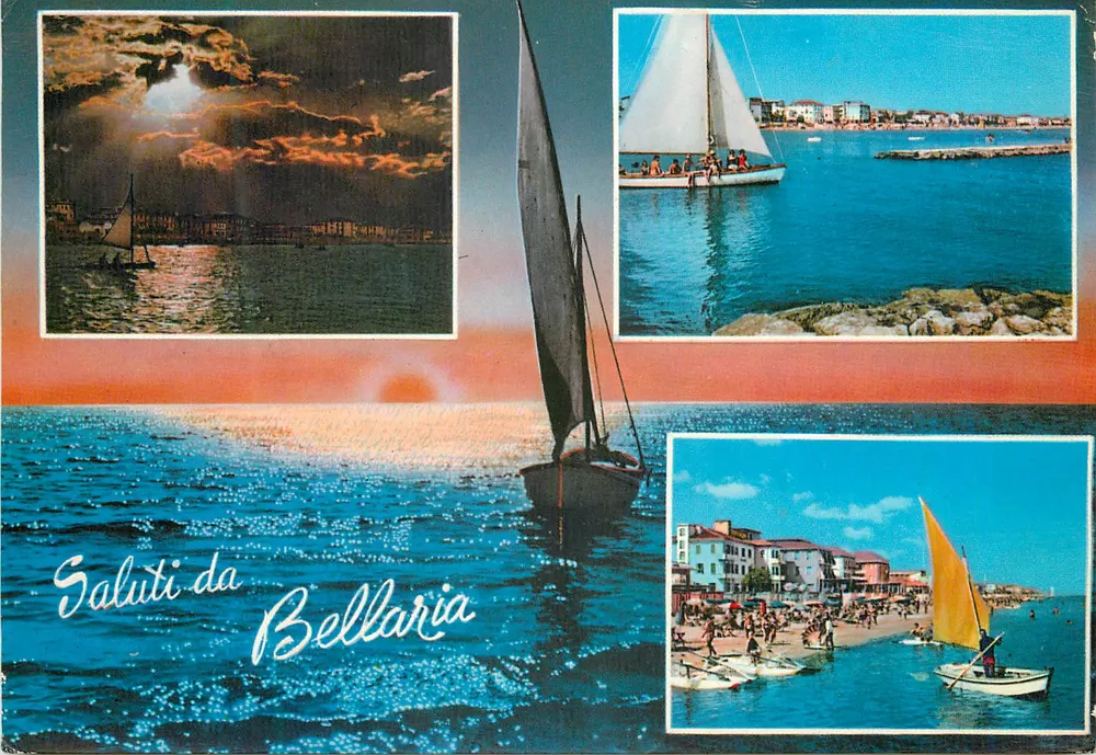 Bellaría — vista panorâmica com barcos a vela — FOTOCOLORE RIVIERA N.276/f - Frente