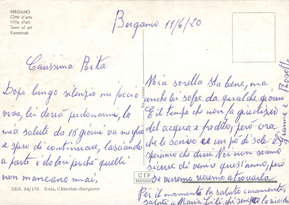 बर्गामा — महत्वपूर्ण स्थानों का दृश्य — संस्करण Cittadini-Bergamo संख्या 94/170 - पीछे