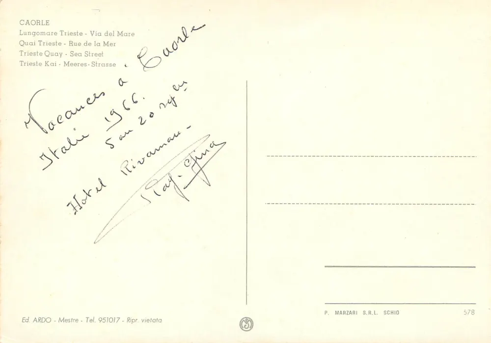 Rivamare — Caorle — Editor: ARDO, n° 578 - Verso