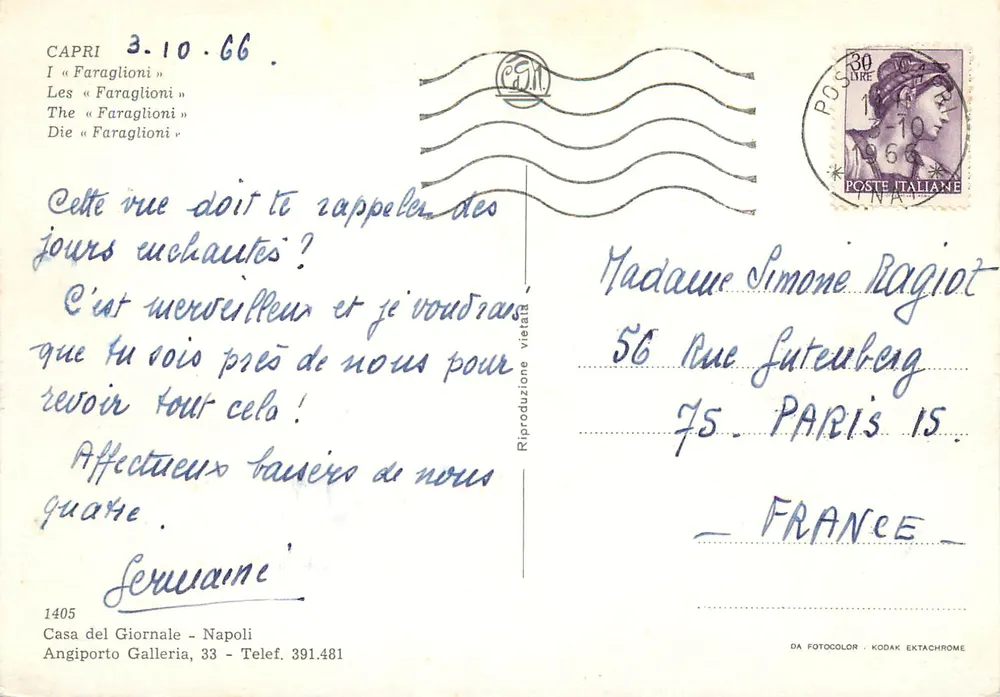 Os Faraglioni — Capri — Casa del Giornale, Napoli - Verso