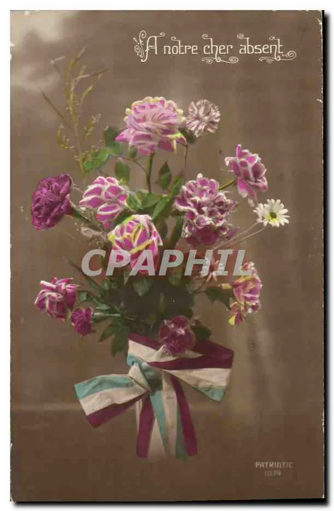 Bouquet de rosas y flores — A nuestro querido ausente — Patriotic 1074 - Anverso
