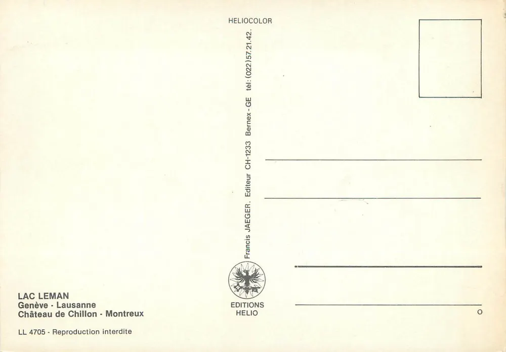 Lac Léman — Panoramablick — Éditions Helio - Rückseite