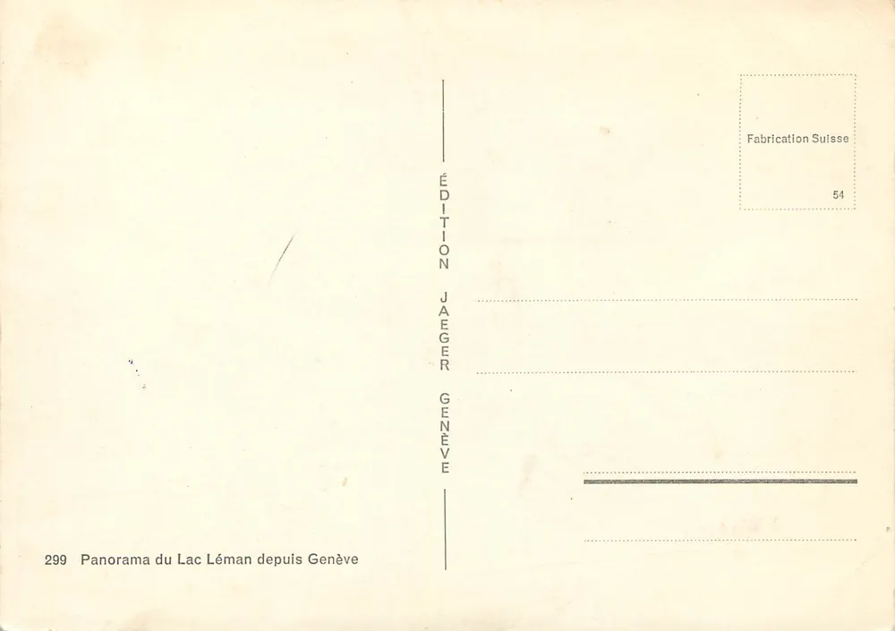 Lac Léman — Panorama von Genf — Jaeger-Ausgabe - Rückseite