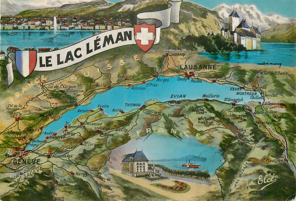 O Lago Léman — carta postal ilustrada — Éditions Elcé - Frente