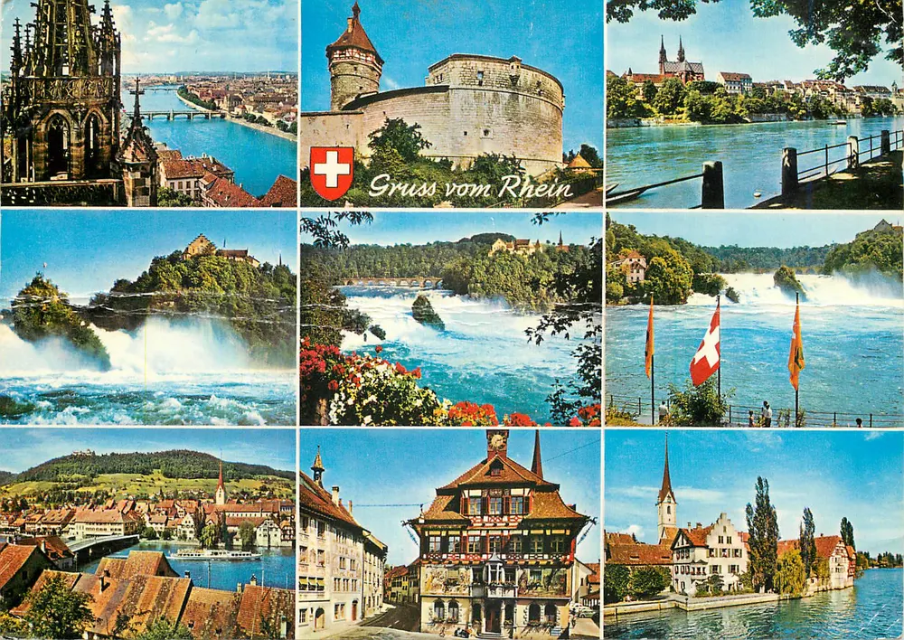 Panoramic view of the Rhine — Gruss vom Rhein — Photoglob-Wehrli AG, Zürich, No. 4689 - Front