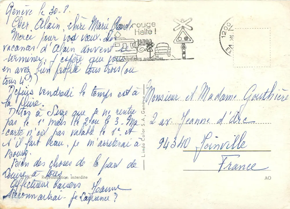 Suíça — Carta postal panorâmica com mapa dos cantões — editor Lindo Color S.A. - Verso