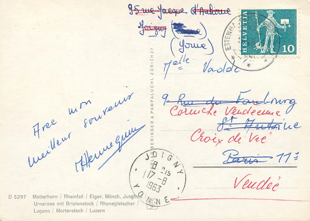 Suíça — Montanhas, lagos e glaciares — editor D 5297 - Verso