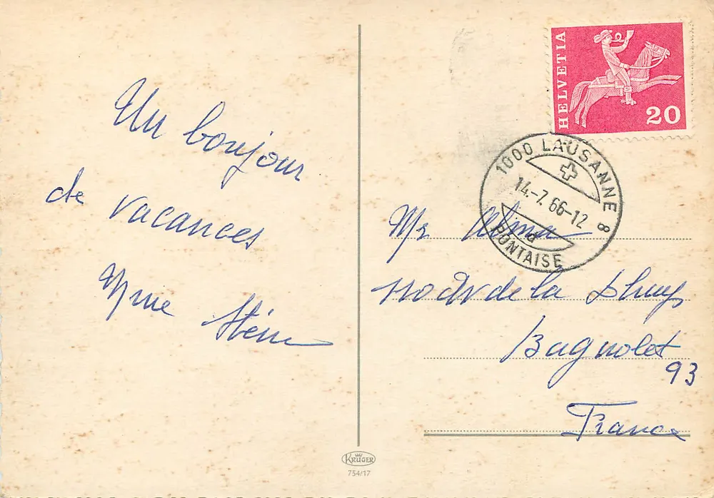 Alpinismo e montanhas suíças — editor Krüger, n°754/17 - Verso