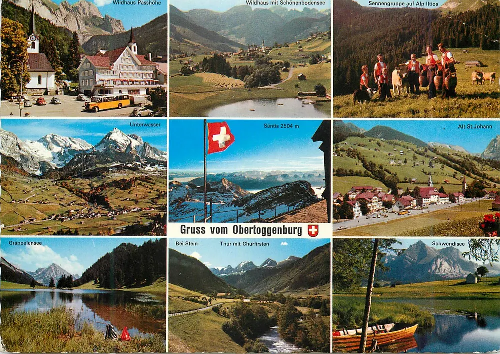Gruss vom Obertoggenburg — Turismo de verão e esportes de inverno — Editor A. Eggenberger, Walzenhausen - Frente