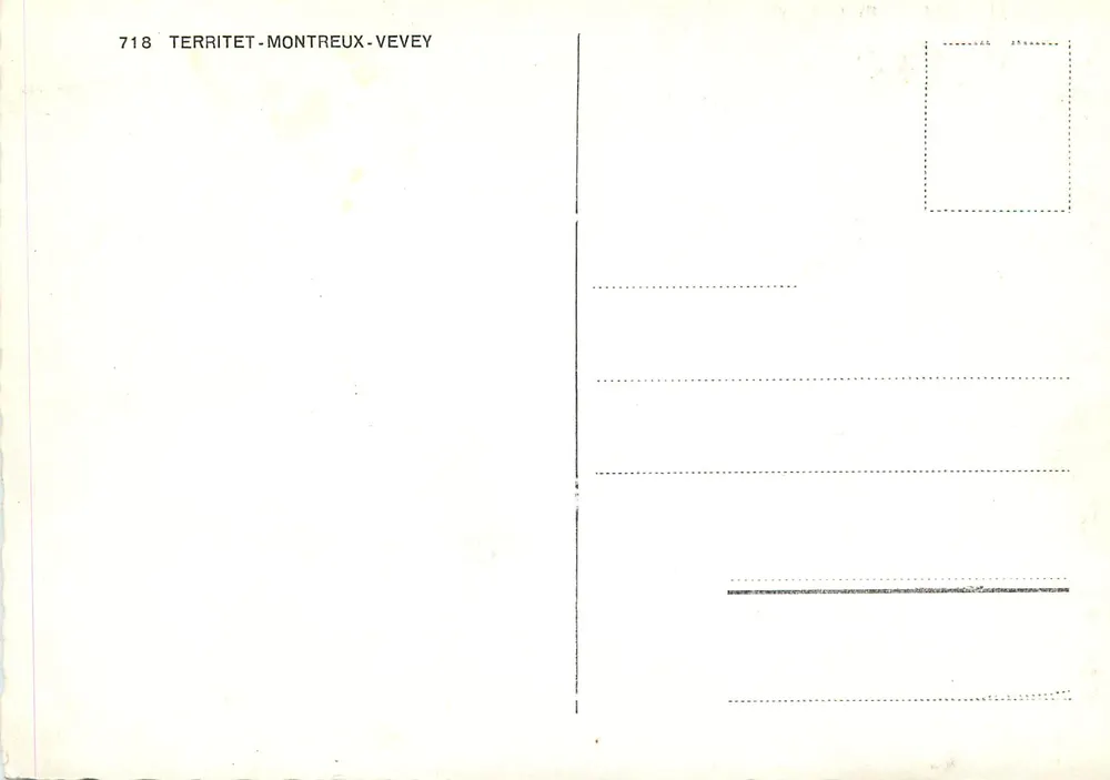 Vue panorâmica de Montreux — território de Territet — editor Territet-Montreux-Vevey, n°718 - Verso