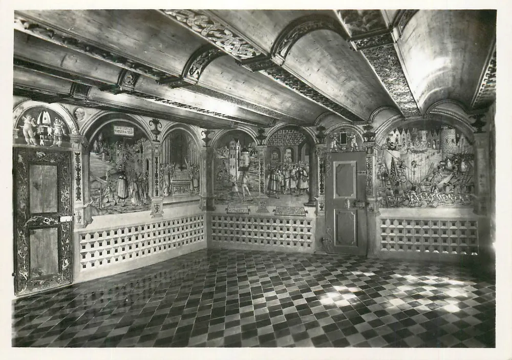 Mosteiro de São Jorge Stein am Rhein — Pintura mural do salão de festas da abadia David von Winkelsheim, 1516 — Verlag der Gottfr. Keller-Stiftung 1950 - Frente
