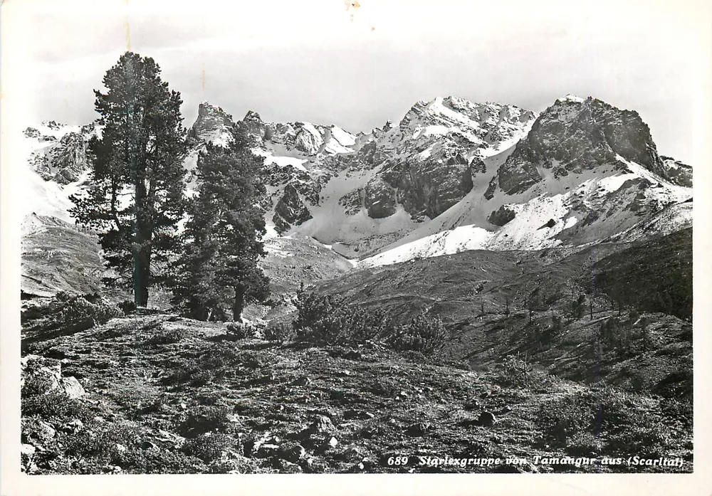 Stärlexgruppe von Tamangur aus (Scarlatat) — vista alpina — serie 689 — Fot. Tarasp - Anverso