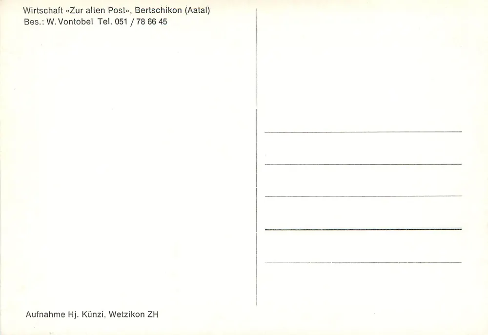 Innenraum einer Wirtshaus — Bertschikon (Aatal) — Wirtshaft «Zur alten Post» - Rückseite