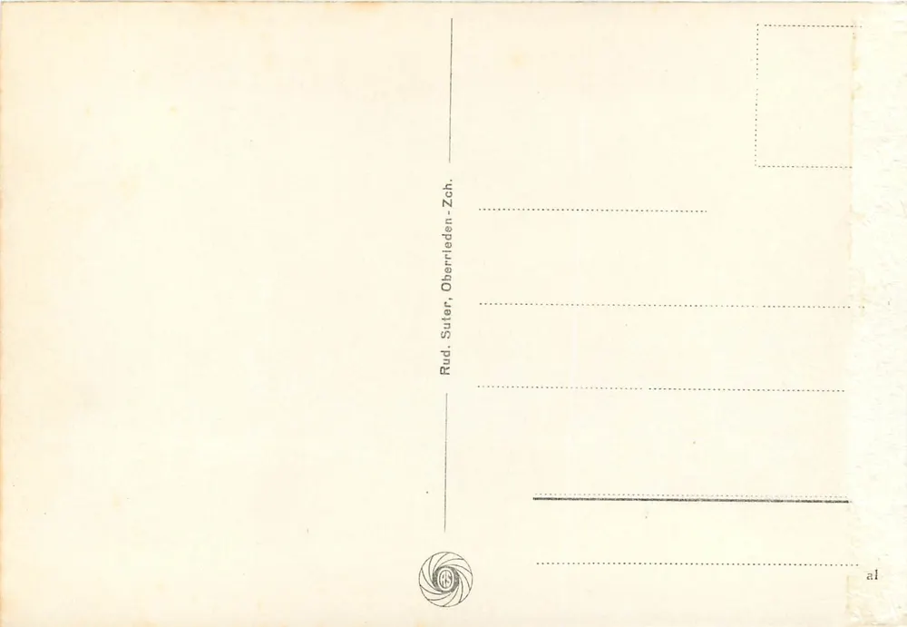 Baden. Parte an der Limmat — vista da rio e de um ponte — editor Rud. Suter, Oberrieden - Verso