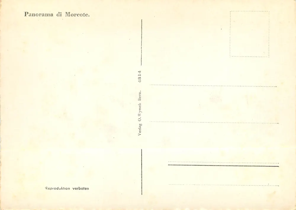 Morcote — panorama — Verlag O. Wyrsch Bern, n° 4314 - Verso